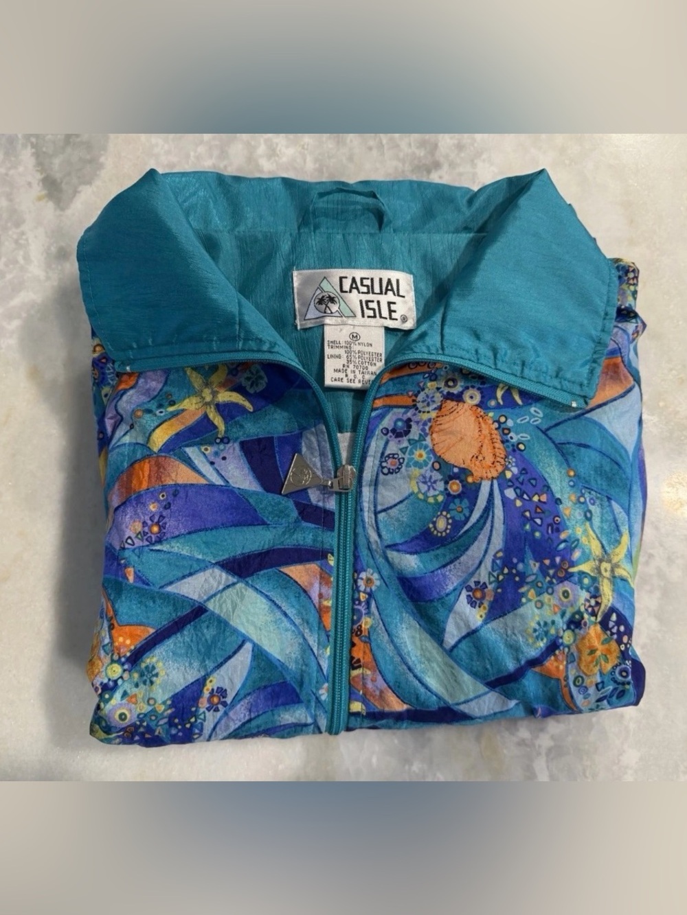 Vintage 80s 90s Windbreaker Jacket Casual Isle Colorful Abstract Retro Festival